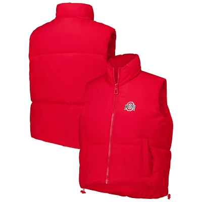 Women's ZooZatz Scarlet Ohio State Buckeyes Cropped Puffer Full-Zip Vest