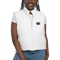 Women's ZooZatz White Penn State Nittany Lions Cropped Puffer Full-Zip Vest