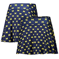 Women's ZooZatz Navy Michigan Wolverines Allover Print Flowy Skort