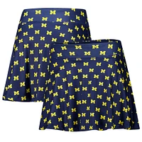 Women's ZooZatz Navy Michigan Wolverines Allover Print Flowy Skort