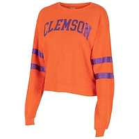 Women's ZooZatz Orange Clemson Tigers Glitter Pullover Sweatshirt