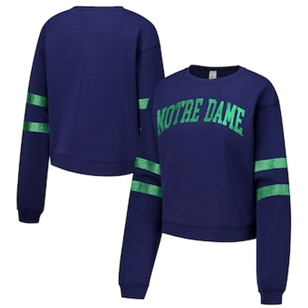 Women's ZooZatz Navy Notre Dame Fighting Irish Glitter Pullover Sweatshirt