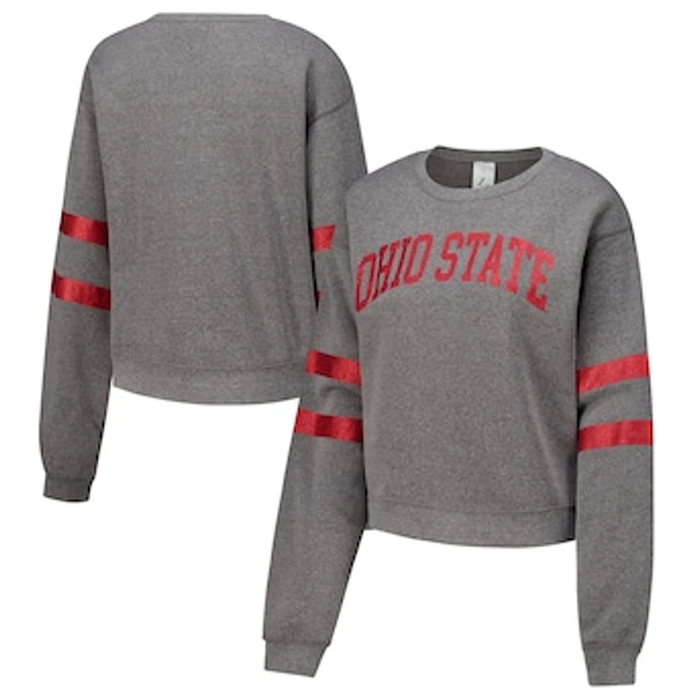 Women's ZooZatz Gray Ohio State Buckeyes Glitter Pullover Sweatshirt