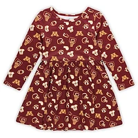 Girls Toddler ZooZatz Maroon Minnesota Golden Gophers Allover Print Long Sleeve Dress