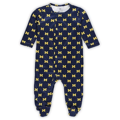 Newborn & Infant ZooZatz Navy Michigan Wolverines Magnetic Closure Sleeper