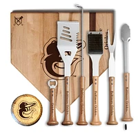 Baseball BBQ Baltimore Orioles MVP 17” Cutting Board & 6-Piece BBQ Tools Grill Set