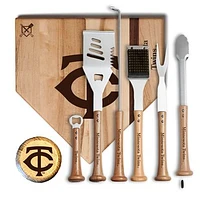 Baseball BBQ Minnesota Twins MVP 17” Cutting Board & 6-Piece BBQ Tools Grill Set