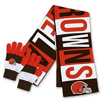 Women's WEAR by Erin Andrews  Cleveland Browns Block Jacquard Scarf & Glove Set