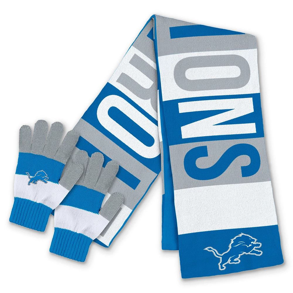 Women's WEAR by Erin Andrews  Detroit Lions Block Jacquard Scarf & Glove Set