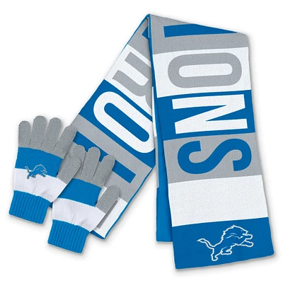 Women's WEAR by Erin Andrews  Detroit Lions Block Jacquard Scarf & Glove Set