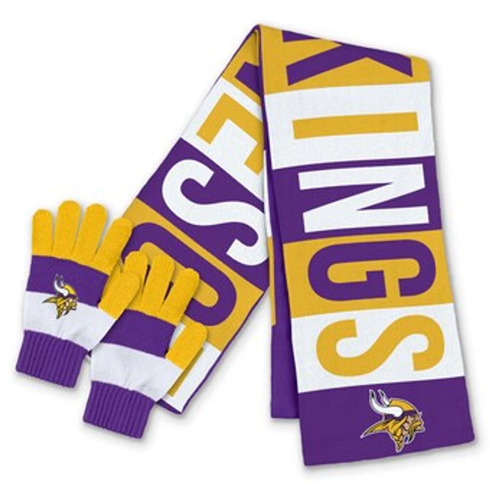 Women's WEAR by Erin Andrews  Minnesota Vikings Block Jacquard Scarf & Glove Set