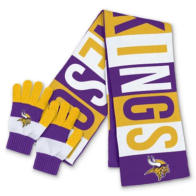 Women's WEAR by Erin Andrews  Minnesota Vikings Block Jacquard Scarf & Glove Set