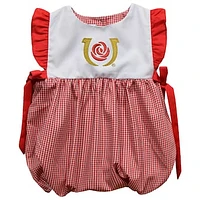 Infant Girls Vive La Fete  Red Kentucky Derby Mini Check Pattern Smocked Bubble Dress