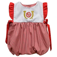 Infant Girls Vive La Fete  Red Kentucky Derby Mini Check Pattern Smocked Bubble Dress