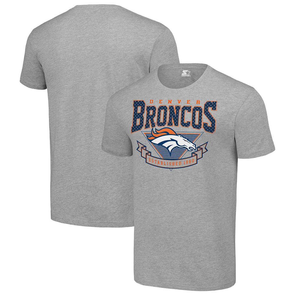 Men's Starter Heather Gray Denver Broncos 80s Inspired Team Logo T-Shirt