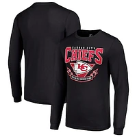 Men's Starter Black Kansas City Chiefs '80s Inspired Team Logo Long Sleeve T-Shirt
