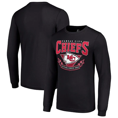 Men's Starter Black Kansas City Chiefs '80s Inspired Team Logo Long Sleeve T-Shirt