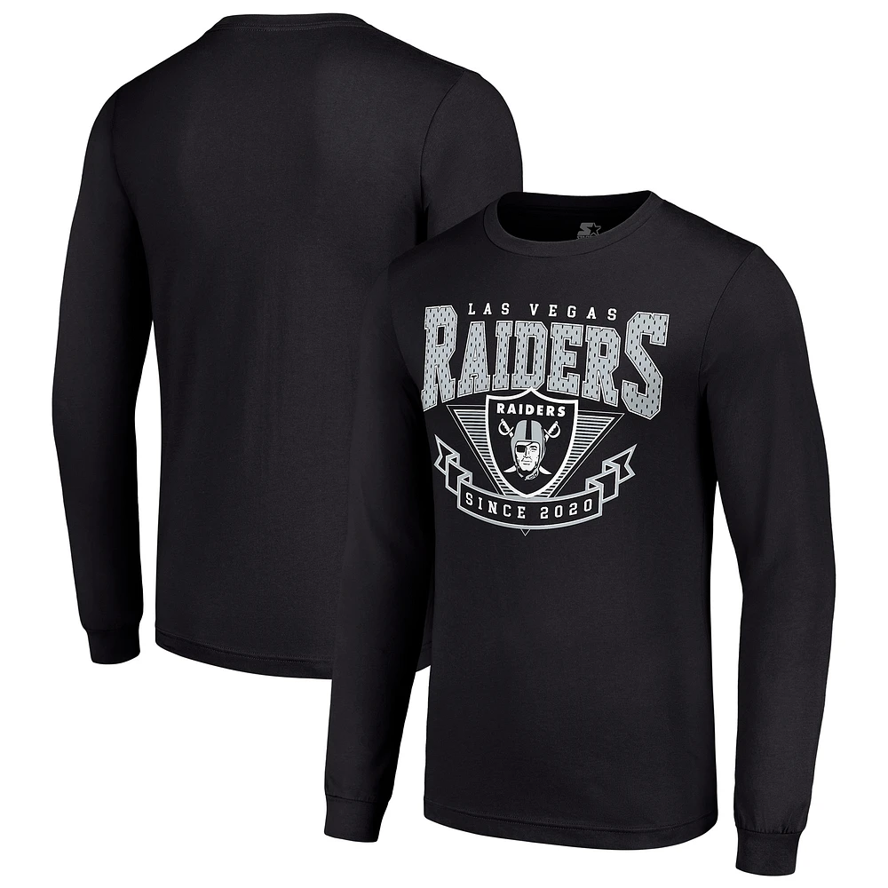 Men's Starter Black Las Vegas Raiders '80s Inspired Team Logo Long Sleeve T-Shirt