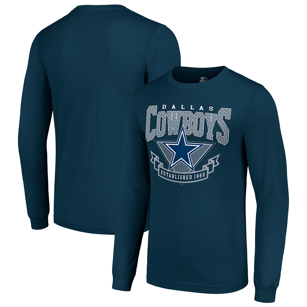 Men's Starter Navy Dallas Cowboys '80s Inspired Team Logo Long Sleeve T-Shirt