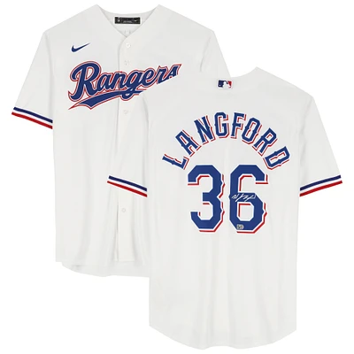 Wyatt Langford Texas Rangers Autographed White Nike Replica Jersey