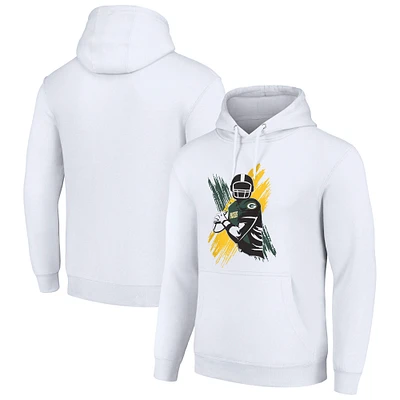 Men's Starter White Green Bay Packers Player X Fleece Pullover Hoodie