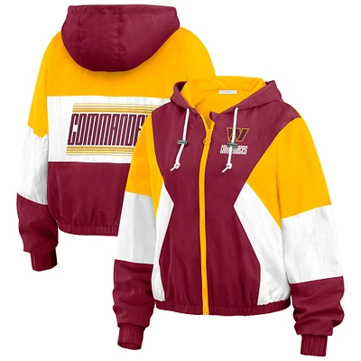 Women's WEAR by Erin Andrews  Burgundy Washington Commanders Color Block Full-Zip Windbreaker Jacket