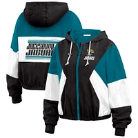 Women's WEAR by Erin Andrews  Black Jacksonville Jaguars Color Block Full-Zip Windbreaker Jacket