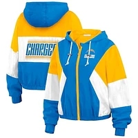 Women's WEAR by Erin Andrews  Powder Blue Los Angeles Chargers Color Block Full-Zip Windbreaker Jacket