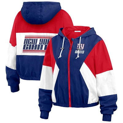 Women's WEAR by Erin Andrews  Royal New York Giants Color Block Full-Zip Windbreaker Jacket