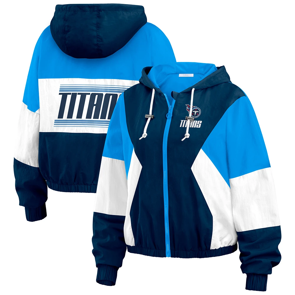 Women's WEAR by Erin Andrews  Light Blue Houston Oilers Color Block Full-Zip Windbreaker Jacket