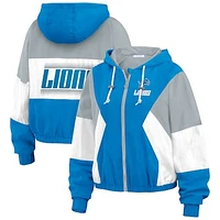 Women's WEAR by Erin Andrews  Blue Detroit Lions Color Block Full-Zip Windbreaker Jacket