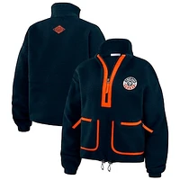 Women's WEAR by Erin Andrews Navy Chicago Bears Polar Fleece Half-Zip Jacket