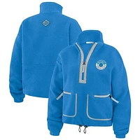 Women's WEAR by Erin Andrews Blue Detroit Lions Polar Fleece Half-Zip Jacket