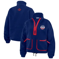 Women's WEAR by Erin Andrews Royal New York Giants Polar Fleece Half-Zip Jacket