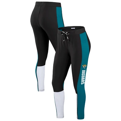 Women's WEAR by Erin Andrews Black/Teal Jacksonville Jaguars Color-Block Leggings