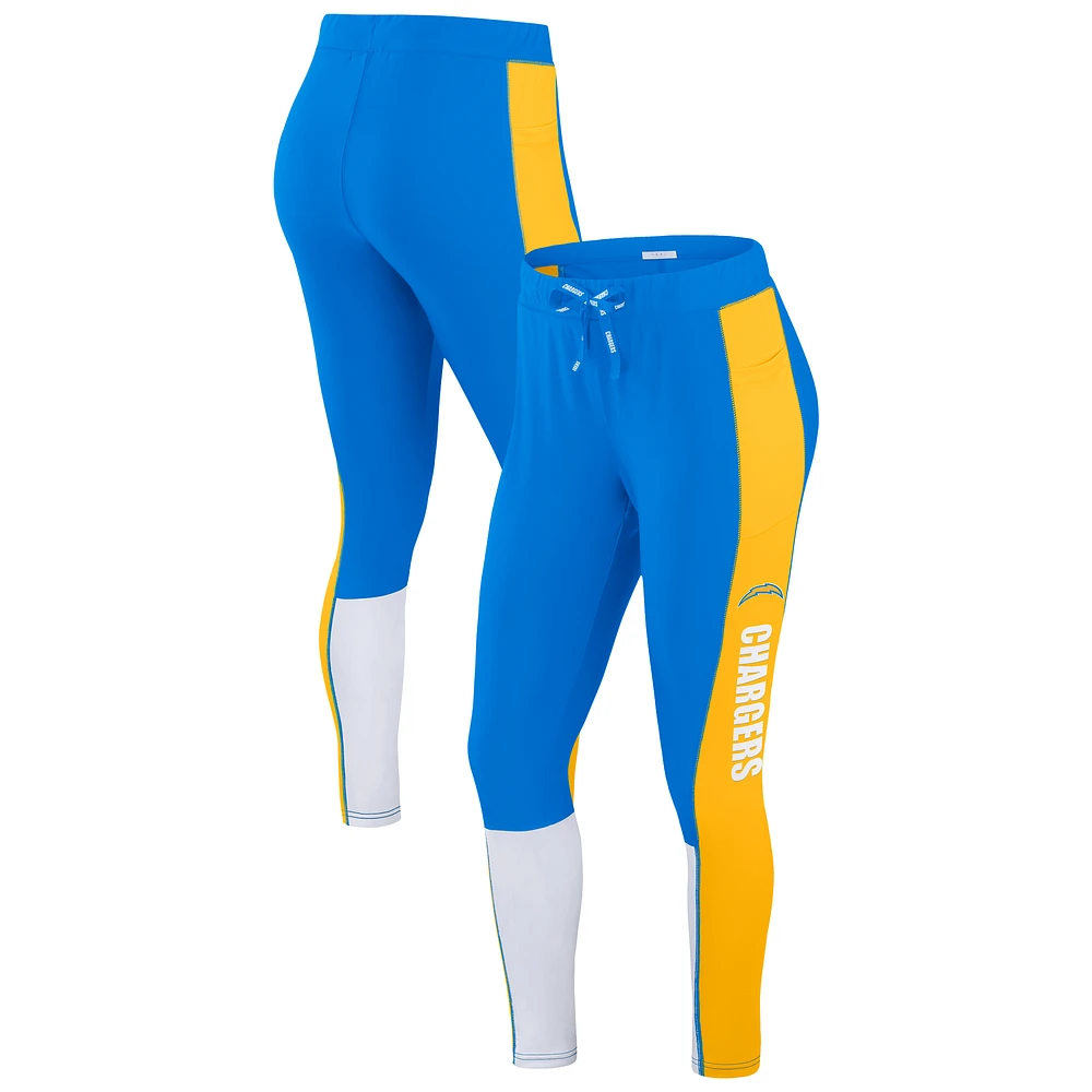 Women's WEAR by Erin Andrews Powder Blue/Gold Los Angeles Chargers Color-Block Leggings