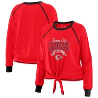 Women's WEAR by Erin Andrews Red/Black Kansas City Chiefs Tie-Front Long Sleeve Top