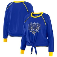 Women's WEAR by Erin Andrews Royal/Gold Los Angeles Rams Tie-Front Long Sleeve Top