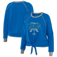 Women's WEAR by Erin Andrews Blue/Gray Detroit Lions Tie-Front Long Sleeve Top