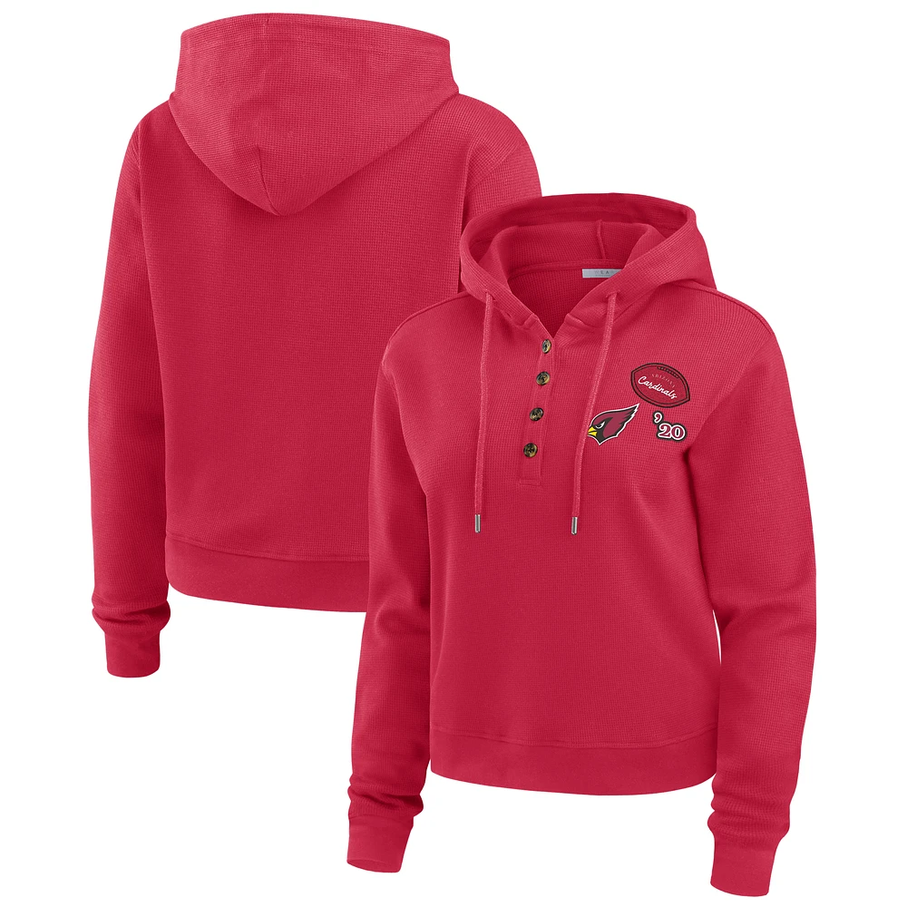 Women's WEAR by Erin Andrews  Cardinal Arizona Cardinals Waffle Hoodie Pullover Top