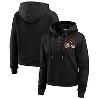 Women's WEAR by Erin Andrews  Black Cincinnati Bengals Waffle Hoodie Pullover Top