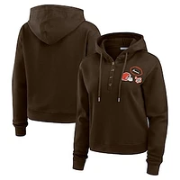 Women's WEAR by Erin Andrews  Brown Cleveland Browns Waffle Hoodie Pullover Top