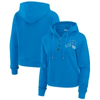 Women's WEAR by Erin Andrews  Blue Detroit Lions Waffle Hoodie Pullover Top