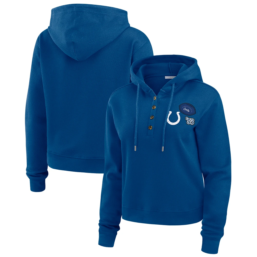 Women's WEAR by Erin Andrews  Blue Indianapolis Colts Waffle Hoodie Pullover Top