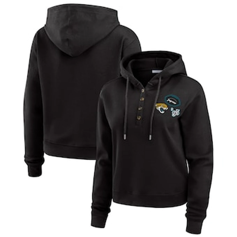 Women's WEAR by Erin Andrews  Black Jacksonville Jaguars Waffle Hoodie Pullover Top