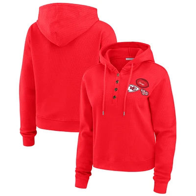 Women's WEAR by Erin Andrews  Charcoal Kansas City Chiefs Waffle Hoodie Pullover Top