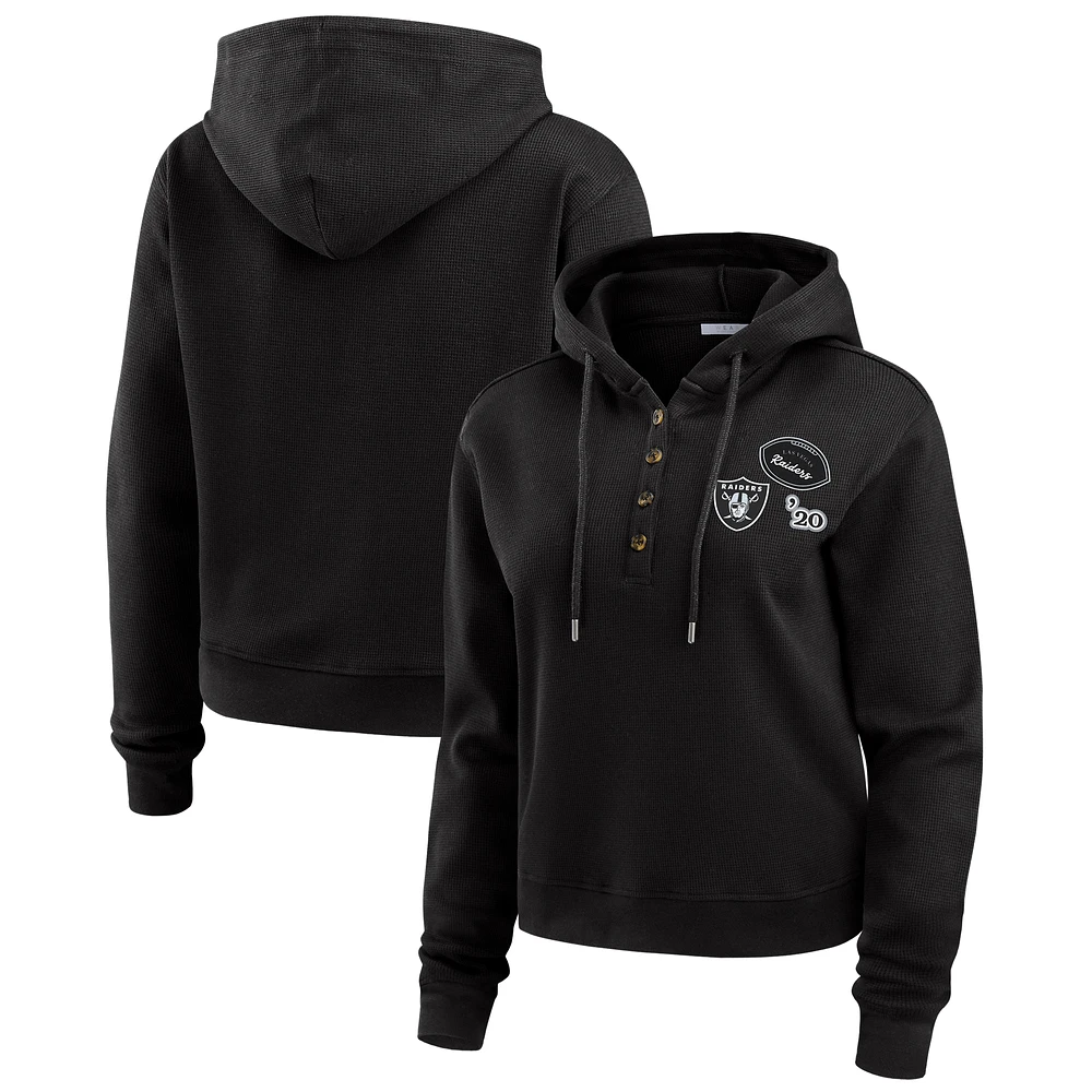 Women's WEAR by Erin Andrews  Black Las Vegas Raiders Waffle Hoodie Pullover Top