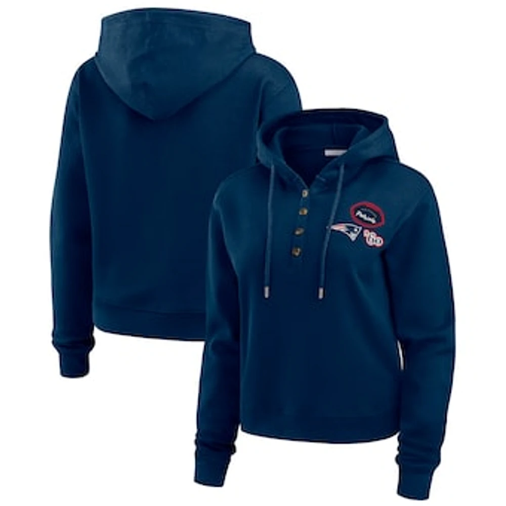 Women's WEAR by Erin Andrews  Navy New England Patriots Waffle Hoodie Pullover Top