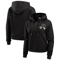 Women's WEAR by Erin Andrews  Black New Orleans Saints Waffle Hoodie Pullover Top