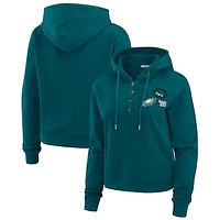 Women's WEAR by Erin Andrews  Midnight Green Philadelphia Eagles Waffle Hoodie Pullover Top